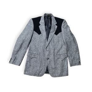 Circle S Gray Grey SILK Tweed Cowboy SportCoat WESTERN Jacket‎ Rockabilly 42L